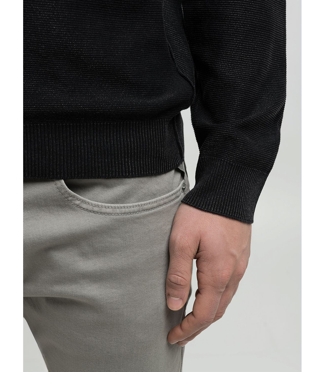 ガーメントダイコットンニットプルオーバー 詳細画像 ブラック 4